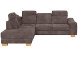 Ecksofa HOME AFFAIRE "Dundee L-Form", braun (nuss), B:263cm H:86cm T:219cm, Luxus-Microfaser Florence (100% Polyester), Sofas, Ecksofa, wahlweise mit Kopfteilverstellung und zusätzlich mit Bettfunktion