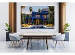 XXL-Wandbild QUEENCE "Akustikbild Palm Springs USA - Kalifornien", blau (farbe bild(er): blau), B:90cm H:60cm T:2,5cm, Polyester, Bilder, XXL-Wandbild, Einfache Akustiklösung ohne Baumaßnahme, Schalldämmung, Paneele