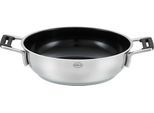 Servierpfanne RÖSLE "SILENCE PRO CeraPlus", silber (silberfarben, schwarz), B:25,5cm H:13,5cm L:35cm Ø:24cm, Pfannen, Servierpfanne, natürliche Quarzversiegelung ohne PTFE/PFAS, Induktion
