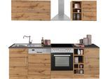 Küchenzeile KOCHSTATION "KS-Colmar", braun (küche: braun, korpus: wotaneichfarben, arbeitsplatte: anthrazit), B:240cm T:60cm, Komplettküchen-Sets, Küchenzeile, ohne E-Geräte, Breite 240 cm