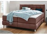 Boxspringbett HOME AFFAIRE "Salo", braun, B:174cm L:211cm, Struktur (100% Polyester);Bezug der Spiegelfläche Matratzendrell aus 100% Polyester;Samtoptik (100% Polyester), Komplettbetten, Boxspringbett, incl. Topper, 6 Breiten, 2 Härtegrade, TFK auch in Härtegrad 4