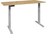 Schreibtisch MÄUSBACHER "Big System Office", silber (silber, asteiche, silber, asteiche), B:120cm, Tische, Schreibtisch, Breite 120 cm, elektrisch höhenverstellbar