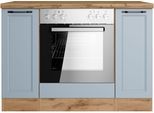 Herdumbauschrank KOCHSTATION "KS-Lana", blau (matt hellblau, wotaneiche), B:120cm H:86cm T:60cm, Holzwerkstoff, MDF, Schränke, Herdumbauschrank, Breite 120 cm