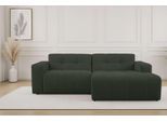 Ecksofa OTTO HOME "Tapley", grün, B:221cm H:73cm T:154cm, 100% polyester, Sofas, Ecksofa, Breite 221 cm,Boucle, Struktur fein, mit Knopfsteppung, bodentief