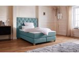 Boxspringbett HOME AFFAIRE "Harmones hoch", grün (mint), B:163cm L:210cm, Struktur (100% Polyester), Komplettbetten, Boxspringbett, in 3 Breiten, Härtegrad auch im Mix mit je 1 Matratze in H2 und H3