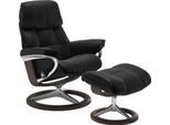Relaxsessel STRESSLESS "Ruby", schwarz (schwarz batick), B:76cm H:100cm T:75cm, Leder PALOMA: durchgefärbtes Semianilin-Möbelleder;Leder BATICK: durchgefärbtes und genarbtes Möbelleder, Sessel, Relaxsessel, mit Signature Base, Größe S, Gestell Eiche, Wenge, Braun & Schwarz