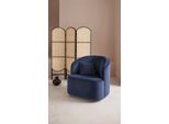 Drehsessel "Dilara Sessel", blau (dunkelblau), B:94cm H:89cm T:94cm, Struktur fein 100% Polyester);Samtoptik (100% Polyester);Bouclé (100% Polyester), LEGER HOME BY LENA GERCKE, Sessel, Drehsessel, gerundete Rückenlehne und Front, in 3 Bezugsqualitäten