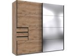 Schwebetürenschrank WIMEX "Saigon", schwarz (plankeneiche, schwarz), B:225cm H:208cm T:64cm, Holzwerkstoff, Schränke, Schwebetürenschrank, mit Spiegeltür, 2 Türen, 225cm breit