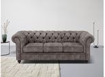 Chesterfield-Sofa HOME AFFAIRE "Chesterfield 3-Sitzer B/T/H: 198/89/74 cm", braun (dunkelbraun), B:198cm H:74cm T:89cm, Luxus-Microfaser Lederoptik (100% Polyester), Sofas, Chesterfield-Sofa, mit hochwertiger Knopfheftung, auch in Leder