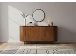 Sideboard SIT "MANGO NATURAL", beige (natur, schwarz), B:170cm H:80cm T:45cm, Massivholz, Metall, Sideboards, Sideboard, mit Lamellenfront