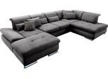 Wohnlandschaft "SO 4100 komfortable Federkernunterfederung, inkl. Kopfteilverstellung", grau (anthrazit 95), B:365cm H:80cm T:225cm, SET ONE BY MUSTERRING, Sofas, Wohnlandschaft, wahlweise Bettfunktion und Sitztiefenverstellung, U-Form