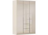 Drehtürenschrank OTTO HOME "Kleiderschrank Kleiderschränke Schrank Garderobe AGORDO mit Glasfront", beige (beige, glas beige (champagner)), B:136cm H:210cm T:54cm, Holzwerkstoff, Schränke, Drehtürenschrank, mit Außenschubkästen, in 7 Breiten und 2 Höhen MADE IN GERMANY