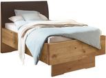 Holzbett WIEMANN "Cardiff, Bettgestell, Bettrahmen, teilmassiv, mit Polsterkopfteil", braun (bianco, eiche teilmassiv), B:100cm L:200cm, Betten, Holzbett, Fußteil aus Massivholz, verschiedene Größen