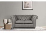 2-Sitzer HOME AFFAIRE "CHARENTE, Chesterfield-Sofa, Wellenfederung, Maße: B/T/H: 147/89/74 cm", grau (hellgrau), B:147cm H:74cm T:89cm, 100% Polyester, Sofas, 2-Sitzer, mit edler Knopfheftung und typischen Armlehnen