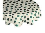 Tischdecke ADAM "Dots", grün (natur, dunkelgrün), B:220cm L:145cm, Bio-Baumwolle, Leinen, Tischdecken, Tischdecke, aus Leinen und Bio-Baumwolle