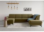 Wohnlandschaft SIT & MORE "Sinatra U-Form", grün (olive), B:326cm H:85cm T:220cm, 98% Polyester, 2% Polyamid, Sofas, Wohnlandschaft, optional mit Kopfteilverstellung und Armteilfunktion, Metallfüße
