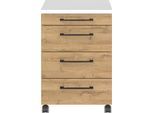 Rollcontainer GERMANIA "Profi 3.0", weiß (weiß, grandson, eiche, nachbildung), B:42cm H:61cm T:49cm, Holzwerkstoff, Rollwagen, Rollcontainer, mit feststellbaren Laufrollen