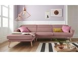 Ecksofa OTTO HOME "Bille L-Form", rosa (rosé), B:302cm H:86cm T:178cm, Samtoptik (100% Polyester);Luxus-Microfaser weich (100% Polyester);Struktur (100% Polyester);Struktur fein (100% Polyester), Sofas, Ecksofa, mit Naht im Rückenkissen und Beinen aus Eichenholz