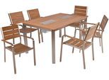 Garten-Essgruppe GARDEN PLEASURE "FLORENCE", beige (champagner, teak, optik, braun, champagner), B:250cm H:85cm T:190cm, Aluminium, Kunststoff, Sitzmöbel-Sets, Garten-Essgruppe, stapelbar