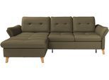 Ecksofa SIT & MORE "Göteborg", grün (olive), B:268cm H:90cm T:176cm, Sofas, Ecksofa, Sitztiefenverstellung und Federkern, wahlweise mit Bettfunktion