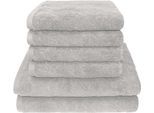 Handtuch Set DYCKHOFF "City Lights", silber, 6 Stk., Walkfrottier, Walkfrottier, Obermaterial: 100% Baumwolle, Handtuch-Sets, Handtuch Set, 4 Handtücher (50x100cm), 2 Duschtücher (70x140cm)