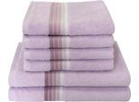 Handtuch Set DYCKHOFF "Chenille", rosa (rose), 6 Stk., Frottier, Frottier, Obermaterial: 90% Baumwolle, 10% Viskose, Handtuch-Sets, Handtuch Set, Set beinhaltet: 4x Handtuch (50x100cm) und 2x Duschtuch (70x140cm)
