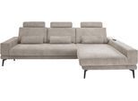 Ecksofa "SO 3600, inkl motor. Sitztiefenverstellung, Kopfstützen, Nierenkissen", grau (kama stone), B:293cm H:85cm T:180cm, 100% Polyester, SET ONE BY MUSTERRING, Sofas, Ecksofa, Sitzhöhe 44 cm, Federkern, Breite 293 x Tiefe 180 cm, Kama stone