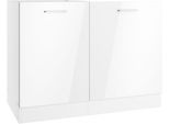 Spülenschrank KOCHSTATION "KS-Milan", weiß (weiß hochglanz), B:110cm H:82cm T:60cm, MDF, Schränke, Spülenschrank, Spülzentrum 110 cm, matte oder hochglänzende Fronten