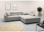Ecksofa 3C CANDY "Denver auch mit Cord- und Easy care-Bezug, Kopfteilverstellung L-Form", grau, B:258cm H:68cm T:217cm, 100% Polyester, Sofas, Ecksofa, wahlweise. mit motorischer Sitztiefenverstellung