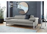 2-Sitzer W.SCHILLIG "finn", grau (steel s22), B:210cm H:71cm T:106cm, Flachgewebe S22 (100% Polyester);Stoff S37 (100% Polyester);Longlife Xtra-Leder Z59: Glattleder mit modischer Prägung. Hautstärke 0, 9 - 1, 1 mm, Sofas, 2-Sitzer, German Design Award 2016, Fußgestell Chrom glänzend, Breite 210 cm