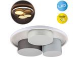 NÄVE LED Deckenleuchte "Eppan", grau (weiß, grau), 3, Ø 49cm H: 15,5cm, 1 Stk., Leuchten, in 3 Stufen dimmbar über Wandschalter, Schirme: Textil, grau, weiß, LED Deckenleuchte