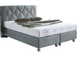 Boxspringbett "Phönix", grau, B:155cm L:210cm, Bezug Bett: Microvelours (100% Polyester) oder Feinstruktur (100% Polyester);Bezug Bonnell-Federkernmatratze: 100% Polyester;Bezug Kaltschaummatratze: 100% Polyester;Bezug Tonnentaschenfederkernmatratze: 80% Baumwolle, 20%Polyester, WESTFALIA SCHLAFKOMFORT, Komplettbetten, Boxspringbett