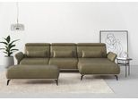 Ecksofa HOME AFFAIRE "Fjord L-Form", grün (olive), B:324cm H:93cm T:184cm, 100% Polyester, Sofas, Ecksofa, massiv, wahlweise mit Armlehnfunktion, Kopf- Sitztiefenverstellung