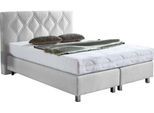 Boxspringbett "Phönix", weiß, B:155cm L:210cm, Bezug Bett: Microvelours (100% Polyester) oder Feinstruktur (100% Polyester);Bezug Bonnell-Federkernmatratze: 100% Polyester;Bezug Kaltschaummatratze: 100% Polyester;Bezug Tonnentaschenfederkernmatratze: 80% Baumwolle, 20%Polyester, WESTFALIA SCHLAFKOMFORT, Komplettbetten, Boxspringbett