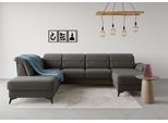 Wohnlandschaft SIT & MORE "Sinatra U-Form", grau (fango), B:326cm H:85cm T:220cm, 100% Polyester, Sofas, Wohnlandschaft, optional mit Kopfteilverstellung und Armteilfunktion, Metallfüße