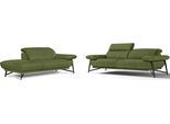 Sofa EGOITALIANO "Anais, Design mit hohem Sitzkomfort, Fußfarbe schattengrau", grün (kiwi), Sofas, Luxus-Microfaser, Ottomane Armlehne rechts, Sofa, Set, Kopfteil verstellbar, Luxus-Microfaser, kiwi