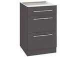 Unterschrank WIHO KÜCHEN "Flexi2", grau (front und korpus: anthrazit), B:50cm H:82cm T:57cm, Schränke, Unterschrank, Breite 50 cm