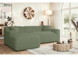 Ecksofa HOME AFFAIRE "LILLIANA Designsofa, L-Form mit Recamiere rechts/links bestellbar", grün, B:256cm H:76cm T:160cm, 100% Polyester, Sofas, Ecksofa, L-Form mit Wellenunterfederung, Maße B/T/H: 256/160/76 cm