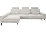 Ecksofa "SO 3600, inkl motor. Sitztiefenverstellung, Kopfstützen, Nierenkissen", grau (kama silber), B:293cm H:85cm T:180cm, 100% Polyester, SET ONE BY MUSTERRING, Sofas, Ecksofa, Sitzhöhe 44 cm, Federkern, Breite 293 x Tiefe 180 cm, Kama silver