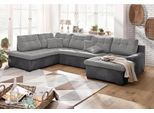 Wohnlandschaft HOME AFFAIRE "Föhr U-Form", grau (schwarz, hellgrau), B:310cm H:75cm T:200cm, 100% Polyester PRIMABELLE/Webstoff;100% Polyester Melrose/Struktur grob;100% Polyester Luxus-Microfaser/Struktur, Sofas, Wohnlandschaft, wahlweise mit Bettfunktion