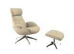 Relaxsessel FLEXLUX "Elegant, Funktionssessel, verstellbarer Rücken- und Kopfstütze", beige (sandy beige), B:90cm H:107cm T:89cm, 100% Polyester, Sessel, Relaxsessel, Premium Komfort, Rücken- und Kopfteilverstellung, Drehbar, Fuß Alu