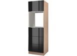 Backofen/Kühlumbauschrank KOCHSTATION "KS-Brindisi", schwarz (schwarz hochglanz, eichefarben), B:60cm H:200cm T:60cm, Holzwerkstoff, MDF, Schränke, Backofen/Kühlumbauschrank, 60 cm breit, 200 cm hoch