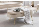Polsterhocker SALESFEVER "Clam - Stilvoller Hocker", beige, B:99cm H:40cm T:44cm, Samtvelours (100% Polyester), Hocker, Polsterhocker, Elegantes Design in ovaler Form, 99cm Breite