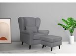 Sessel HOME AFFAIRE "Ohrensessel CHISTELLE, wahlweise mit Polsterhocker", grau, B:81cm H:99cm T:87cm, 100% Polyester, Sessel, Sessel, mit Wellenunterfederung, Maße: B/T/H: 81/87/99 cm
