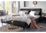 Polsterbett "Elba", schwarz, B:210cm L:210cm, Bezug Bett: Microfaser (100% Polyester) oder Strukturstoff (77% Polyester, 23% Viskose);Bonnell-Federkernmatratze: 51% Polypropylen, 39% Polyester und 10% Baumwolle;Kaltschaummatratze: 100% Polyester, Bezug abnehm- und waschbar bis 60C, WESTFALIA SCHLAFKOMFORT, Betten, Polsterbett, wahlweise mit LED-Beleuchtung