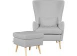 Sessel HOME AFFAIRE "Sallito, TV-Sessel, Ohrensessel mit", grau (hellgrau), B:76cm H:109cm T:85cm, Struktur Hahnentritt (67% Polypropylen, 33% Polyester);Samtoptik (100% Polyester);Fellimitat (100% Polyester);Samtcord (92% Polyester, 8% Polyamid);Struktur (100% Polyester);Struktur fein (100% Polyester), Sessel, Sessel, Hocker, in vielen Bezugsqualitäten, auch in Samtcord