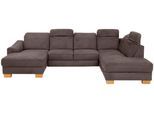 Wohnlandschaft HOME AFFAIRE "Dundee U-Form", braun (nuss), B:338cm H:86cm T:219cm, Luxus-Microfaser Florence (100% Polyester), Sofas, Wohnlandschaft, wahlweise mit Kopfteilverstellung und zusätzlich mit Bettfunktion