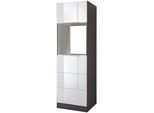 Backofen/Kühlumbauschrank KOCHSTATION "KS-Brindisi", weiß (weiß hochglanz, grafit), B:60cm H:200cm T:60cm, Holzwerkstoff, MDF, Schränke, Backofen/Kühlumbauschrank, 60 cm breit, 200 cm hoch