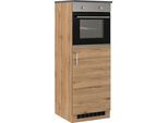 Backofen/Kühlumbauschrank KOCHSTATION "KS-Colmar", braun (wotaneiche), B:60cm H:165cm T:60cm, Holzwerkstoff, Schränke, Backofen/Kühlumbauschrank, 60 cm breit, 165 cm hoch, für Einbaukühlschrank und Einbaubackofen