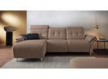 Ecksofa HOME AFFAIRE "Manhattan L-Form", beige (dunkelbeige), B:270cm H:102cm T:168cm, Kunstleder SOFTLUX;Flachgewebe (100% Polyester);Struktur (100% Polyester), Sofas, Ecksofa, 2 Sitze mit elektrischer Relaxfunktion, verstellbare Armlehnen